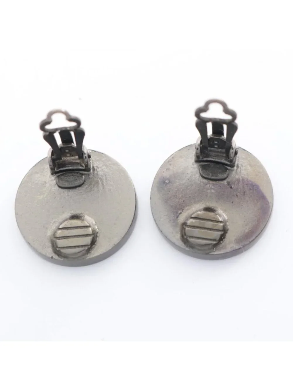Chanel Earrings Logo Stainless Steel Leather